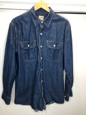 Genuine Dickies Blue Workshirt Vintage mens Large 100% cotton